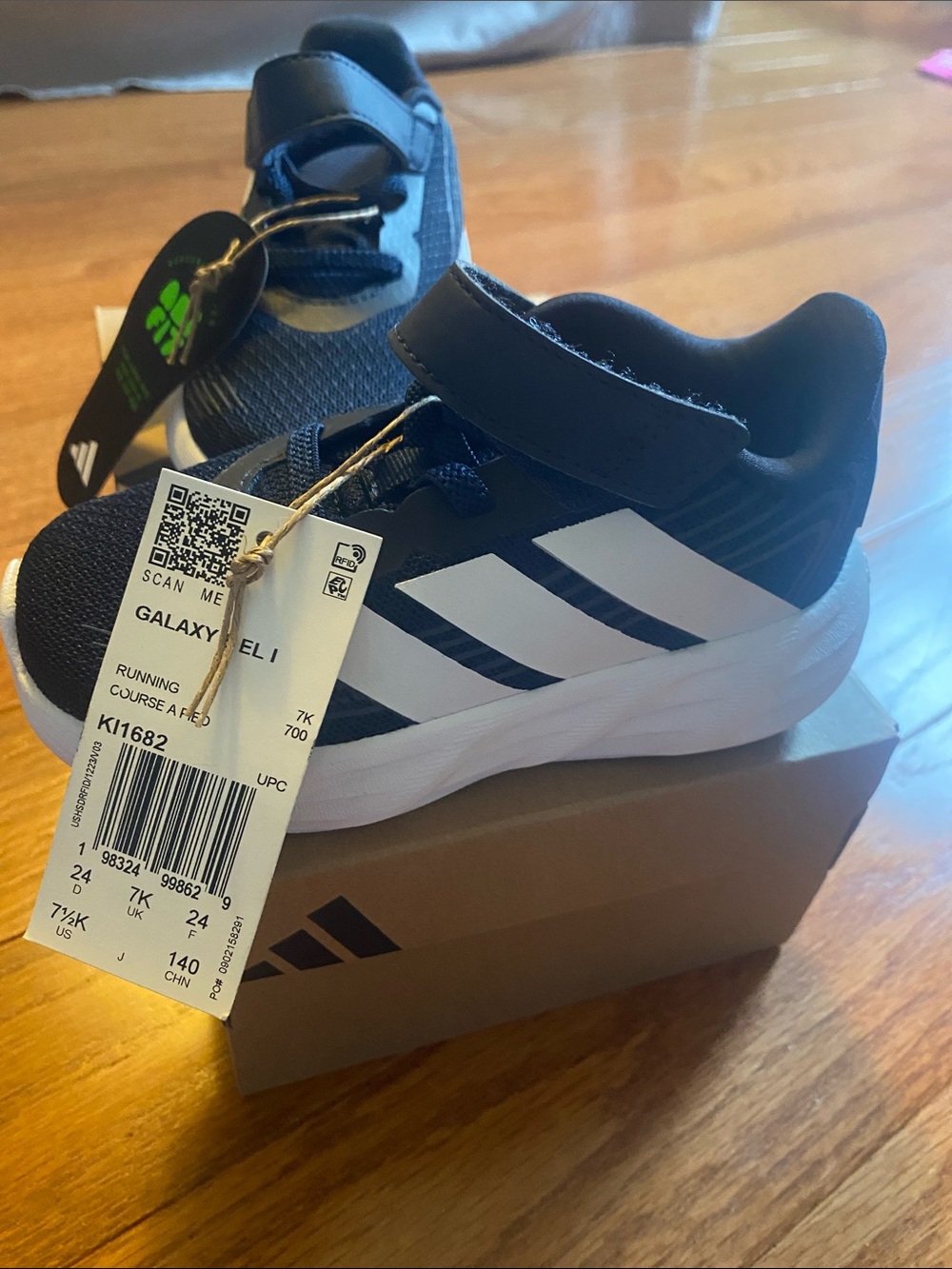 adidas Kids Navy and White Velcro Athletic Sneakers Galaxy 8
